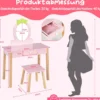 Erdbeerförmiges 2-in-1-Kinder-Schminkset aus Holz mit Hocker & Spiegel & Schublade