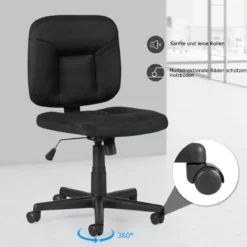 Ergonomischer Bürostuhl Computer-Stuhl mit einstellbare Höhe 63,5 x 61 x 84-94 cm Schwarz