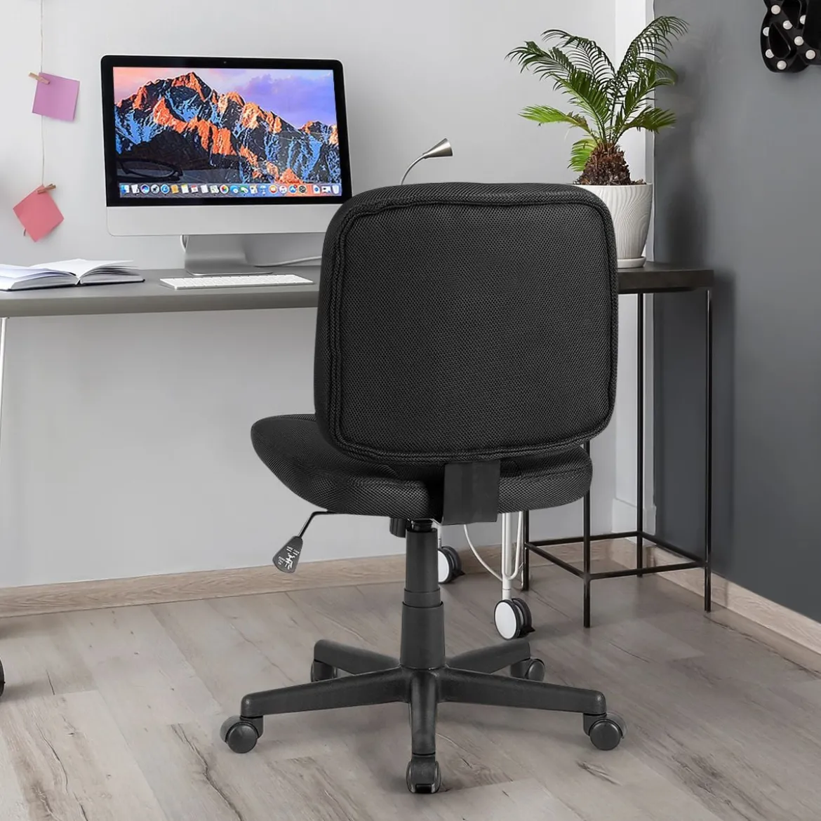 Ergonomischer Bürostuhl Computer-Stuhl mit einstellbare Höhe 63,5 x 61 x 84-94 cm Schwarz