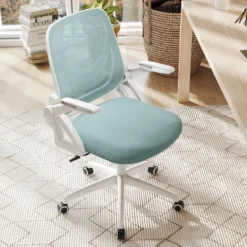 Ergonomischer Bürostuhl mit Hochklappbaren Armlehnen & Wippfunktion Schreibtischstuhl Blau