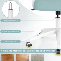 Ergonomischer Bürostuhl mit Hochklappbaren Armlehnen & Wippfunktion Schreibtischstuhl Blau