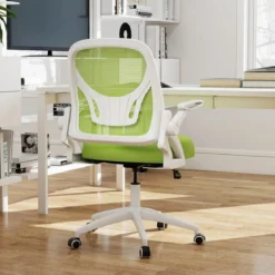 Ergonomischer Bürostuhl mit Hochklappbaren Armlehnen & Wippfunktion Schreibtischstuhl Grün