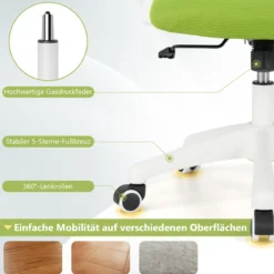 Ergonomischer Bürostuhl mit Hochklappbaren Armlehnen & Wippfunktion Schreibtischstuhl Grün