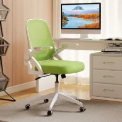 Ergonomischer Bürostuhl mit Hochklappbaren Armlehnen & Wippfunktion Schreibtischstuhl Grün