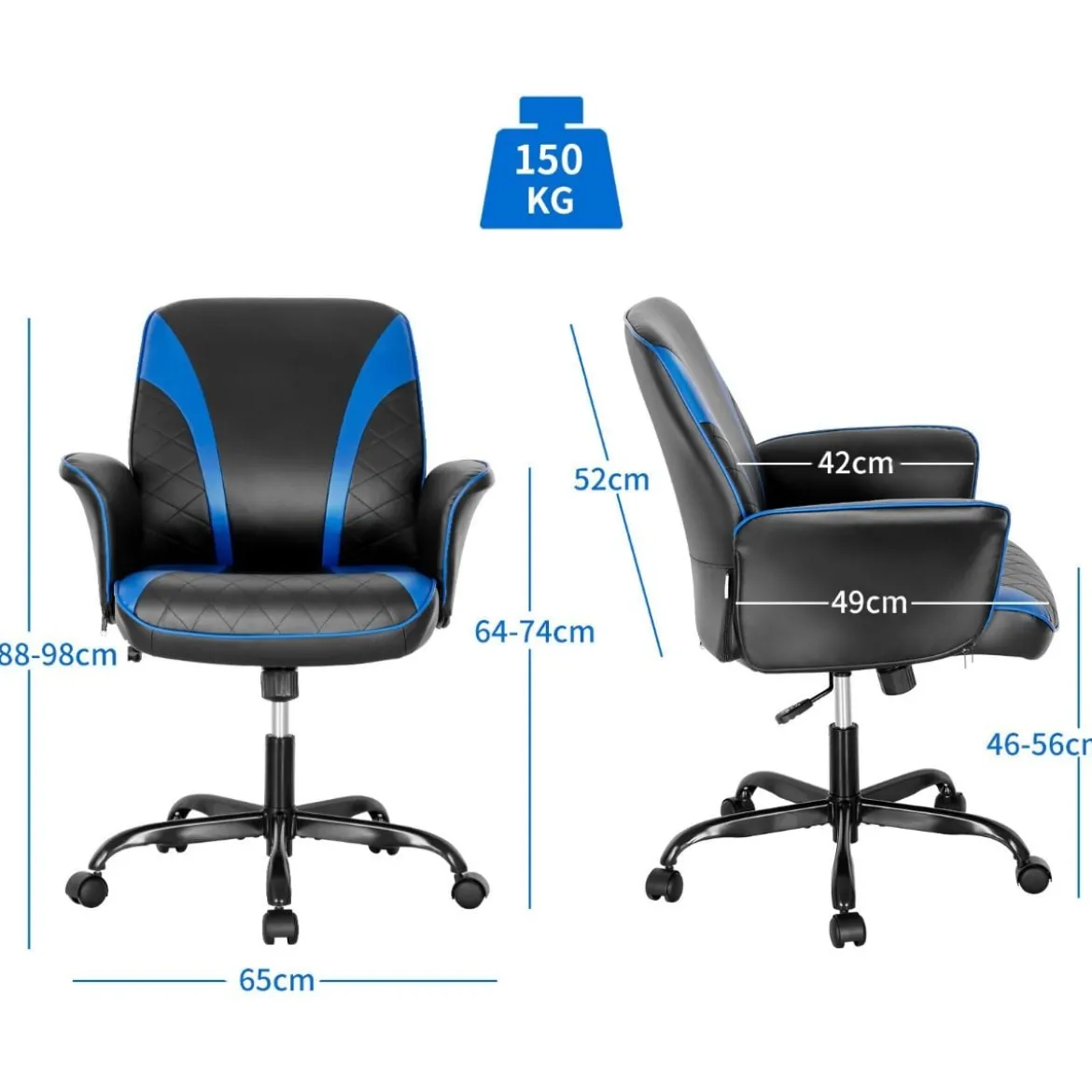 Ergonomischer Computerstuhl mit integrierten Armlehnen Höhenverstellbar Bürostuhl