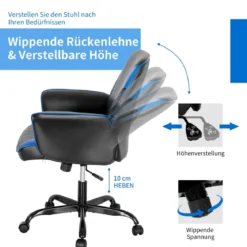 Ergonomischer Computerstuhl mit integrierten Armlehnen Höhenverstellbar Bürostuhl