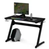 Ergonomischer Gaming Tisch Gaming Desk Computertisch mit Getränkehalter Schwarz 115 x 60 x 76 cm