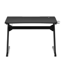 Ergonomischer Gaming Tisch Gaming Desk Computertisch mit Getränkehalter Schwarz 115 x 60 x 76 cm