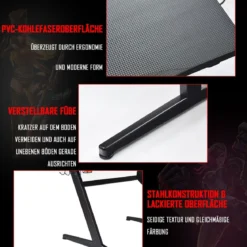 Ergonomischer Gaming Tisch Gaming Desk Computertisch mit Getränkehalter Schwarz 115 x 60 x 76 cm