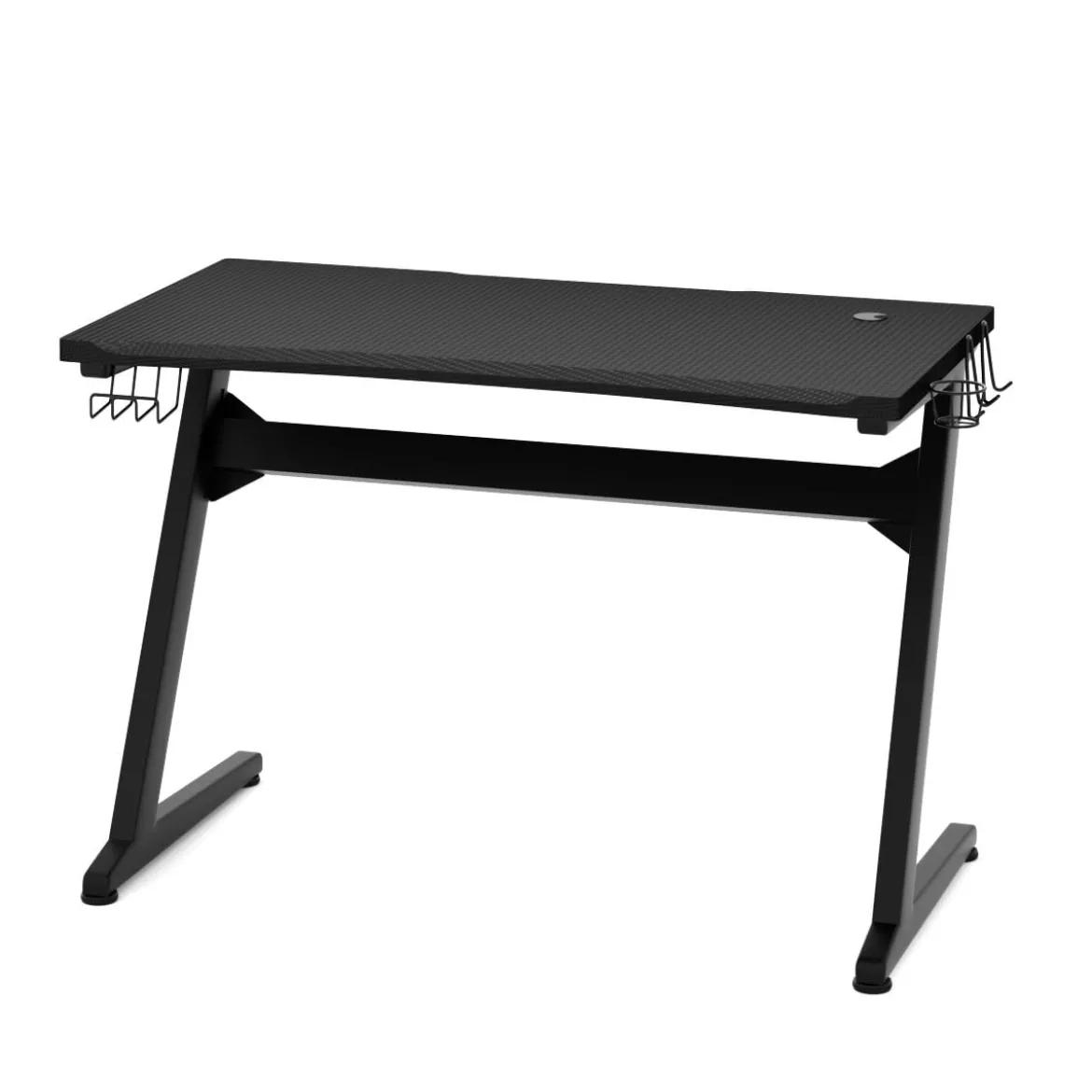 Ergonomischer Gaming Tisch Gaming Desk Computertisch mit Getränkehalter Schwarz 115 x 60 x 76 cm