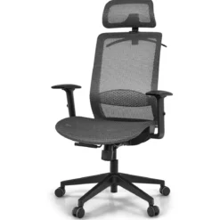 Ergonomischer Netz-Bürostuhl Computerstuhl Drehstuhl auf Rollen 68 x 68 x 114,5-124,5 cm Grau