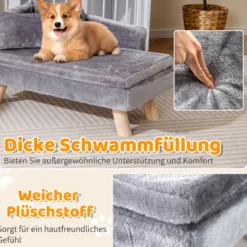 Erhöhtes Haustierbett für mittelgroße & kleine Haustiere Hundesofa mit abnehmbarem gepolstertem Kissen Grau