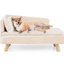 Erhöhtes Hundesofa für mittelgroße & kleine Hunde Welpen Katzen und Kätzchen Hundecouch Weiß