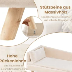 Erhöhtes Hundesofa für mittelgroße & kleine Hunde Welpen Katzen und Kätzchen Hundecouch Weiß