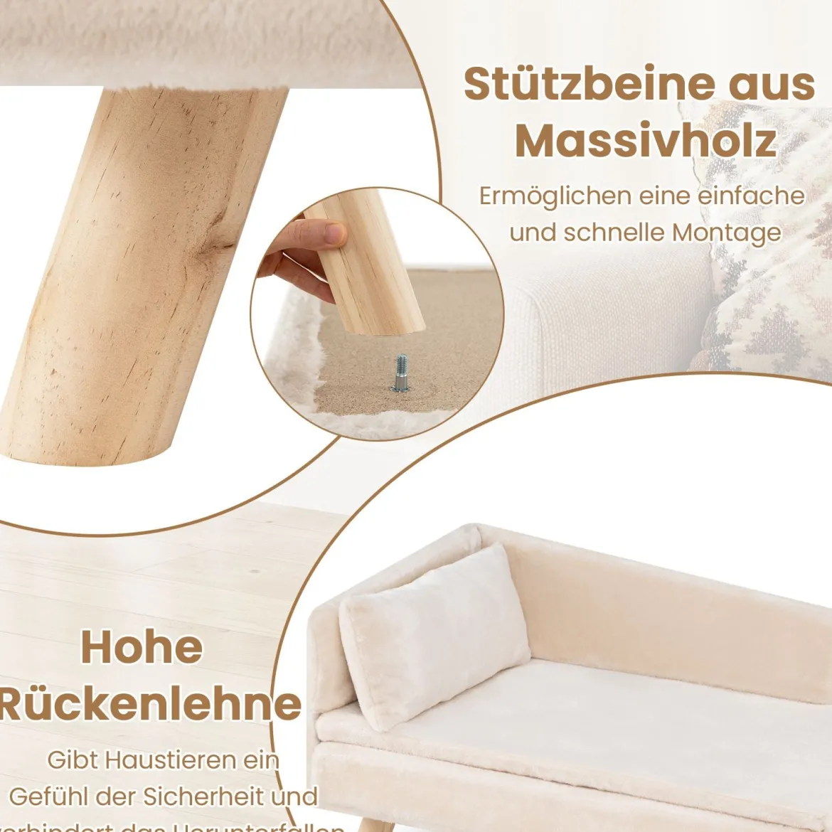 Erhöhtes Hundesofa für mittelgroße & kleine Hunde Welpen Katzen und Kätzchen Hundecouch Weiß