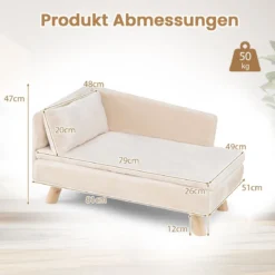 Erhöhtes Hundesofa für mittelgroße & kleine Hunde Welpen Katzen und Kätzchen Hundecouch Weiß