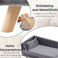 Erhöhtes Hundesofa für mittelgroße & kleine Hunde Welpen Katzen und Kätzchen Hundecouch Grau