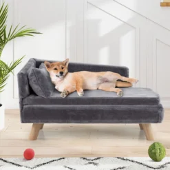 Erhöhtes Hundesofa für mittelgroße & kleine Hunde Welpen Katzen und Kätzchen Hundecouch Grau