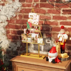 2er-Pack Kartenhalter Weihnachtsbaum-Fotohalter mit 36 Rundklammern Metall-Hängeregale dekorativer Kartenständer Schwarz