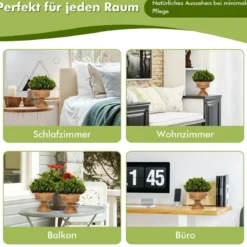 4er-Pack Künstliche Mini-Topfpflanzen für den Innenbereich mit Vintage-Blumentöpfen