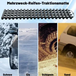 2er-Pack Reifen-Traktionsmatten mit Tasche Notfall-Traktionshilfe Schwarz 82 x 21 x 2,8 cm