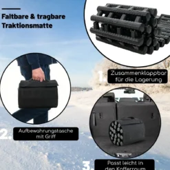 2er-Pack Reifen-Traktionsmatten mit Tasche Notfall-Traktionshilfe Schwarz 82 x 21 x 2,8 cm
