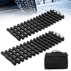 2er-Pack Reifen-Traktionsmatten mit Tasche Notfall-Traktionshilfe Schwarz 61,5 x 21 x 2,8 cm
