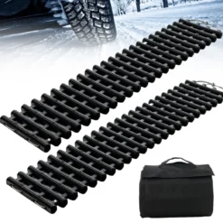 2er-Pack Reifen-Traktionsmatten mit Tasche Notfall-Traktionshilfe Schwarz 98 x 21 x 2,8 cm