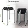 6er-Pack Stapelbare Metallhocker Runder Sitz Hocker 30 x 30 x 44,5 cm Schwarz + Silber