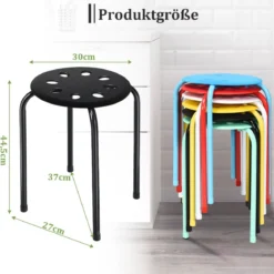 6er-Pack Stapelbare Metallhocker Sortierte Farben Hocker für Kinder 30 x 30 x 44,5 cm Bunt