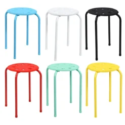 6er-Pack Stapelbare Metallhocker Sortierte Farben Hocker für Kinder 30 x 30 x 44,5 cm Bunt