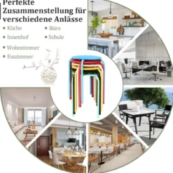 6er-Pack Stapelbare Metallhocker Sortierte Farben Hocker für Kinder 30 x 30 x 44,5 cm Bunt