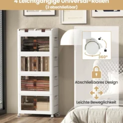 4er-Pack Stapelboxen mit Deckel & Rollen & Türen Faltbare Aufbewahrungsbox Kunststoffbox 210L