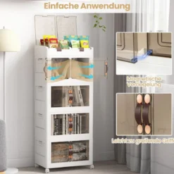 4er-Pack Stapelboxen mit Deckel & Rollen & Türen Faltbare Aufbewahrungsbox Kunststoffbox 210L