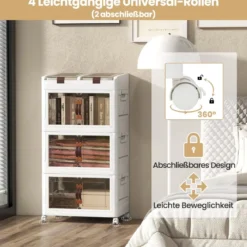 3er-Pack Stapelboxen mit Deckel & Rollen & Türen Faltbare Aufbewahrungsbox Kunststoffbox 160L