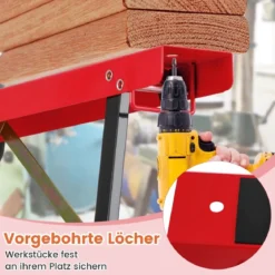 2er-Pack tragbare Sägeböcke galvanisierter Metall-Arbeitsbock mit rutschfester Oberseite Schwarz + Orange