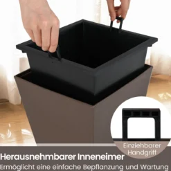2er Pflanzkübel mit Innentopf Wetterfeste Blumentöpfe mit Entwässerungslöchern Braun