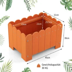 2er Pflanzkübel wetterfest Blumenkübel HDPE Garten Blumenkasten rechteckig 45 x 32 x 30 cm Orange