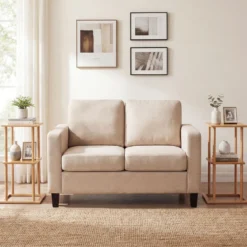 2er Set Bambus Beistelltisch mit Aufbewahrungsregalen Rechteckiger Sofatisch Couchtisch Natur
