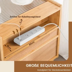 2er Set Bambus Nachttisch mit Schublade Beistelltisch mit Verstecktem Stauraum Natur