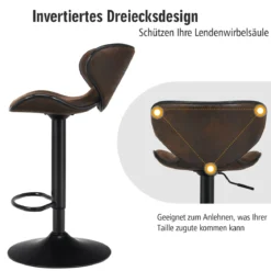 2er Set Barhocker Barstuhl Tresenhocker Drehstuhl Bistrohocker Sitzhocker Braun
