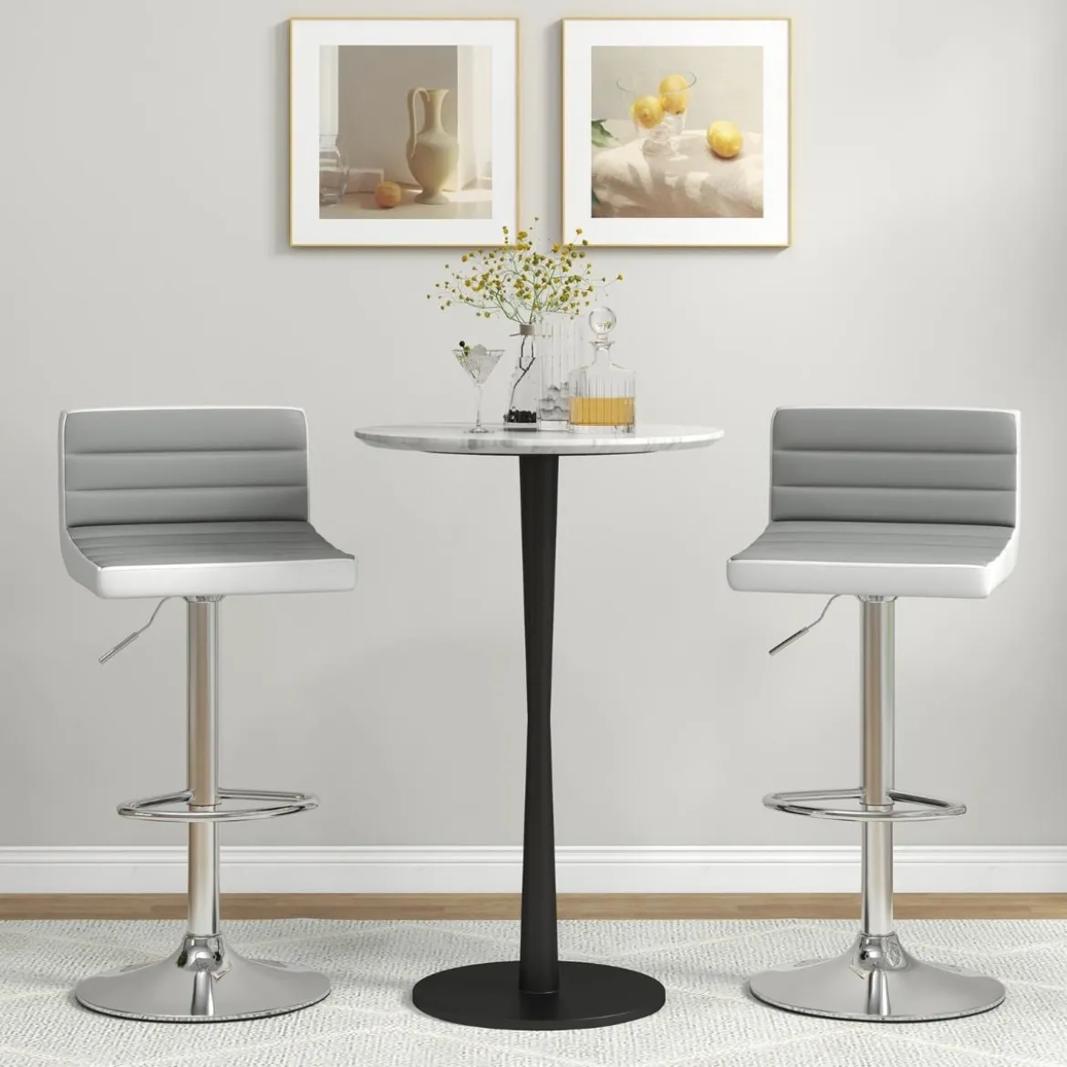 2er Set Barhocker 82-102cm Höhenverstellbare Drehbare Barstühle Küchenhocker Sitzhocker