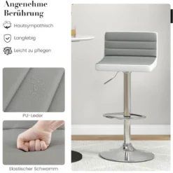 2er Set Barhocker 82-102cm Höhenverstellbare Drehbare Barstühle Küchenhocker Sitzhocker