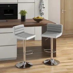 2er Set Barhocker 82-102cm Höhenverstellbare Drehbare Barstühle Küchenhocker Sitzhocker