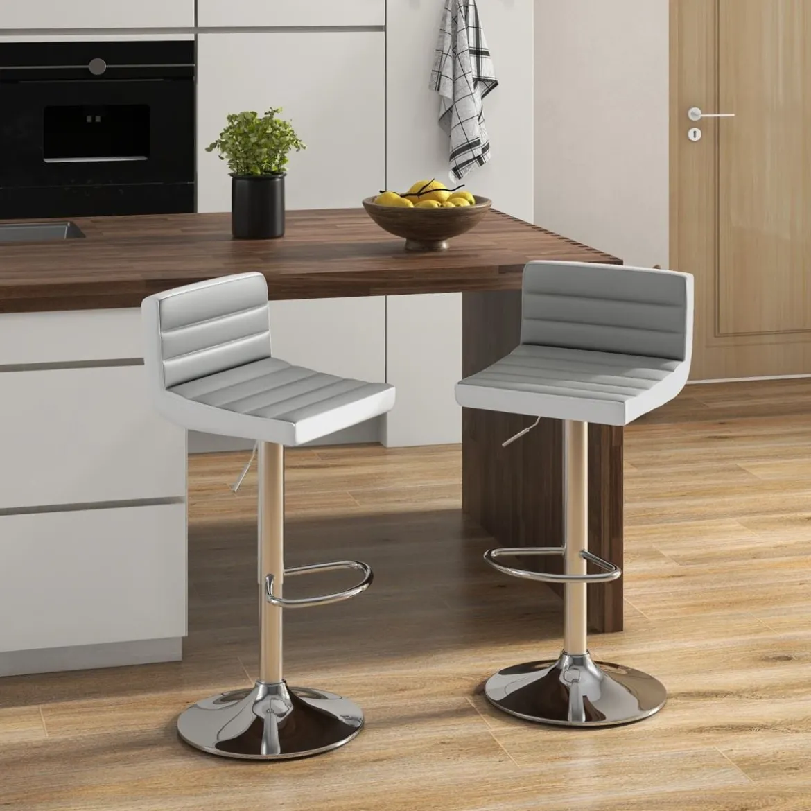 2er Set Barhocker 82-102cm Höhenverstellbare Drehbare Barstühle Küchenhocker Sitzhocker