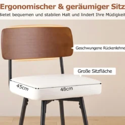 2er Set Barhocker drehbar Barstuhl industriell mit gepolsterter Rückenlehne Quadrat Weiß