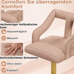 2er Set Barhocker drehbare Barstühle 63-85 höhenverstellbar Küchenhocker aus Samt Grau/Rosa