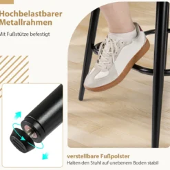 2er Set Barhocker Gepolsterter Thekenhocker 360° Drehbarer Sitzhocker Bistrohocker Grau