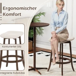 2er Set Barhocker mit Gepolsterten Sitzen Drehbarer Thekenhocker Sitzhocker Braun