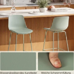 4er Set Barhocker mit Kunstleder Gepolsterter Sitzflächen & Rückenlehne Barstuhl Bistrohocker